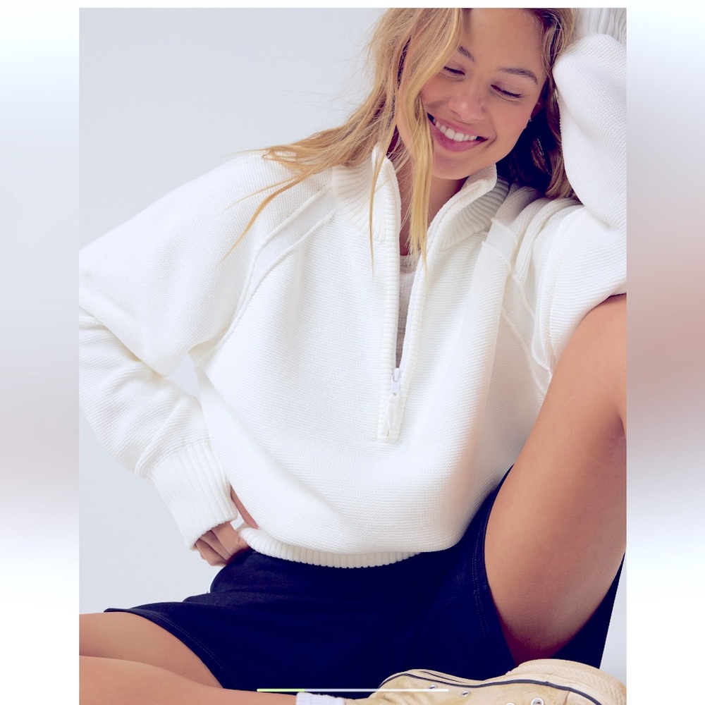 NWT Offline by Aerie White Quarter Zip Sweater